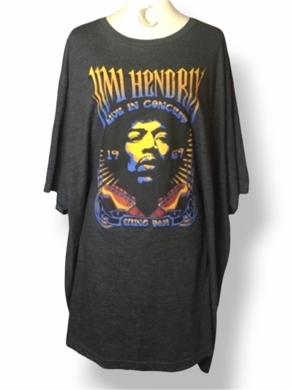 Jimi Hendrix LIVE in Concert Karl Ferris 1969 Spring Gray T-shirt 6XL VGUC